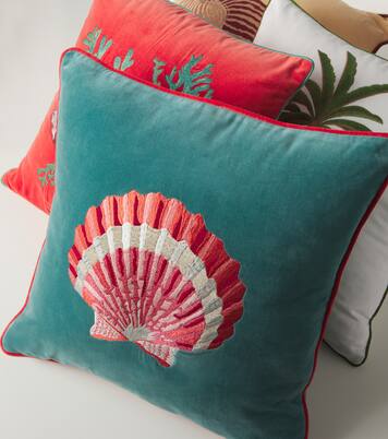 Embroidered cotton velvet cushion | Les-Ottomans