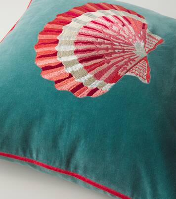 Embroidered cotton velvet cushion | Les-Ottomans
