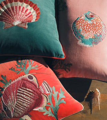 Embroidered cotton velvet cushion | Les-Ottomans