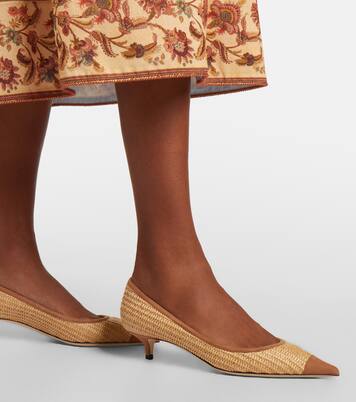 Amelia suede-trimmed raffia pumps | Jimmy Choo