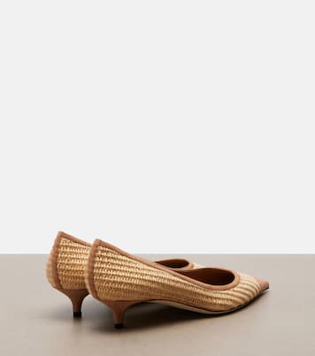 Amelia suede-trimmed raffia pumps | Jimmy Choo