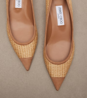 Amelia suede-trimmed raffia pumps | Jimmy Choo