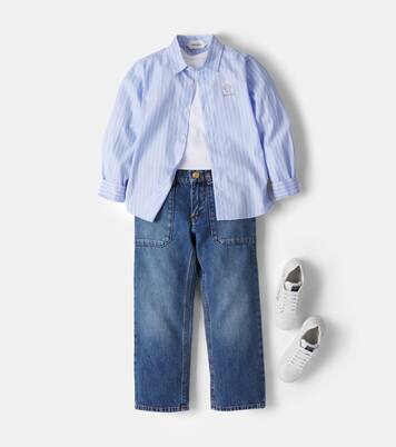 Medusa striped cotton poplin shirt  | Versace Kids