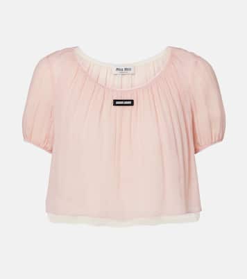 Silk chiffon crop top | Miu Miu