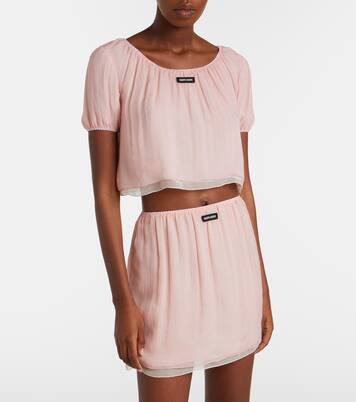 Silk chiffon crop top | Miu Miu
