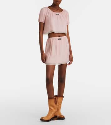 Silk chiffon crop top | Miu Miu