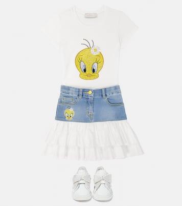 Jupe en jean à ornements | Monnalisa