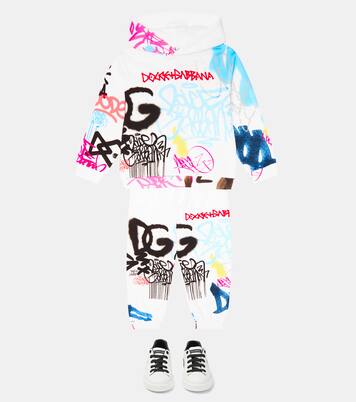 Graffiti printed cotton sweatpants | Dolce&Gabbana Kids