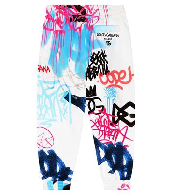 Graffiti printed cotton sweatpants | Dolce&Gabbana Kids