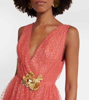 Abito lungo in tulle con decorazioni | Monique Lhuillier