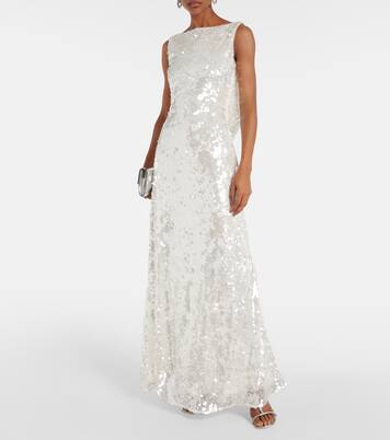 Bridal Leoni sequined sheer gown | Emilia Wickstead