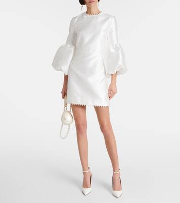 Bridal Cristine faux pearl-trimmed minidress | Rebecca Vallance