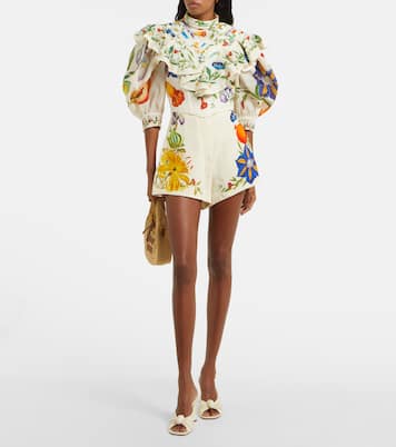 Bedruckte High-Rise Shorts Flores | Alémais