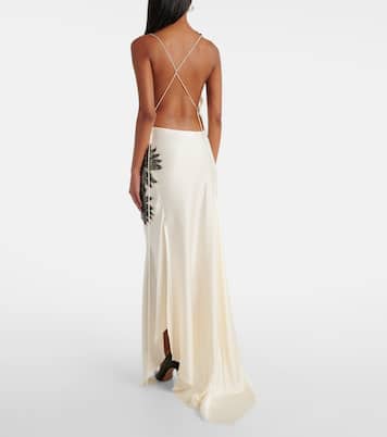 Robe longue en crêpe de satin à fleurs | Victoria Beckham