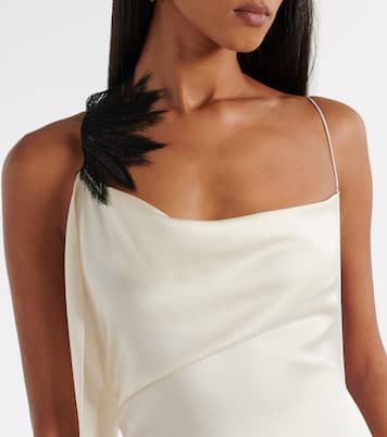 Robe longue en crêpe de satin à fleurs | Victoria Beckham