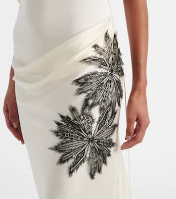 Robe longue en crêpe de satin à fleurs | Victoria Beckham