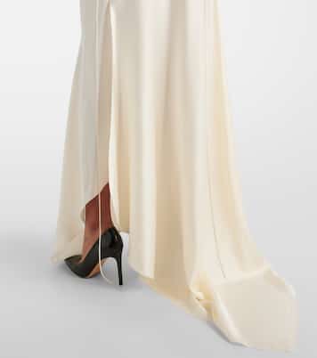 Robe longue en crêpe de satin à fleurs | Victoria Beckham