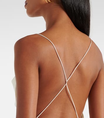 Robe longue en crêpe de satin à fleurs | Victoria Beckham