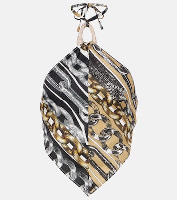 Bedrucktes Cropped-Top mit Kristallen | Area