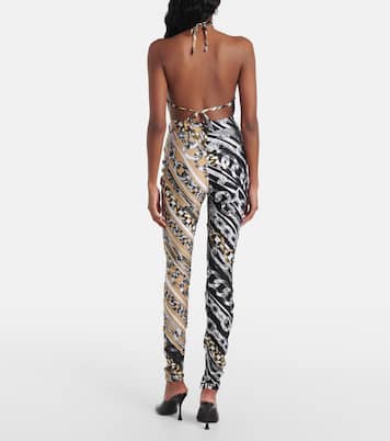 Bedrucktes Cropped-Top mit Kristallen | Area