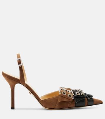Buckle Belt 95 suede slingback pumps | Mach & Mach