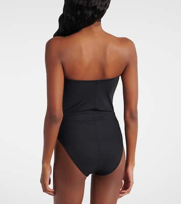 Floral-appliqué strapless swimsuit | Karla Colletto
