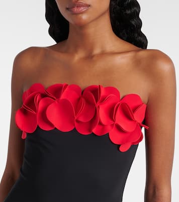 Floral-appliqué strapless swimsuit | Karla Colletto