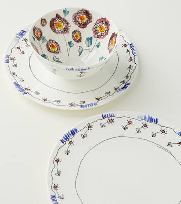 Midnight Flowers Anemone Milk porcelain breakfast set by Marni | Serax