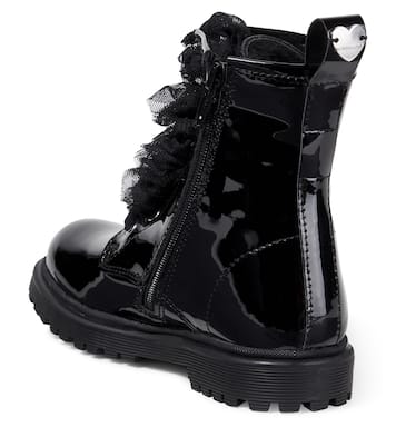 Shearling-lined patent leather boots  | Monnalisa
