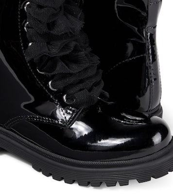 Shearling-lined patent leather boots  | Monnalisa