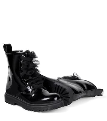 Shearling-lined patent leather boots  | Monnalisa