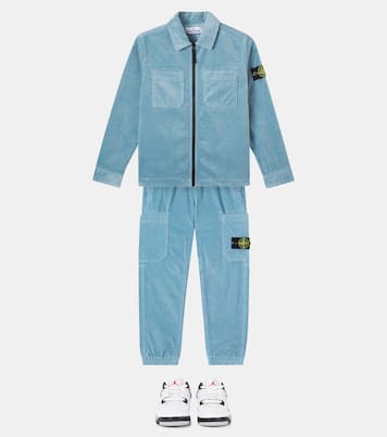 Compass cotton-blend corduroy overshirt | Stone Island Junior