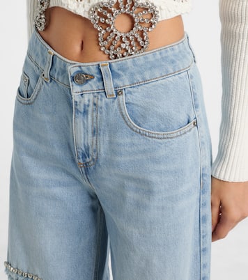 做旧缀饰阔腿牛仔裤 | Area