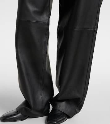 Weite High-Rise-Hose aus Leder | Róhe