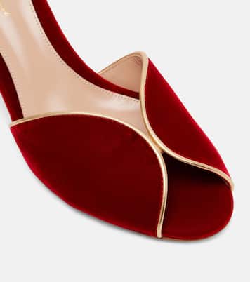 70 leather-trimmed velvet mules | Gianvito Rossi