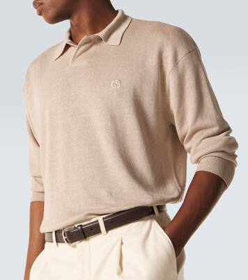 Bestickter Polopullover aus einem Leinengemisch | Giorgio Armani