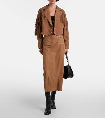 Edwina high-waist suede maxi skirt | Rixo