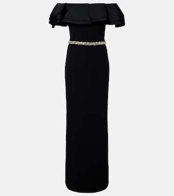 Ryan crystal-embellished ruffled crêpe gown | Safiyaa