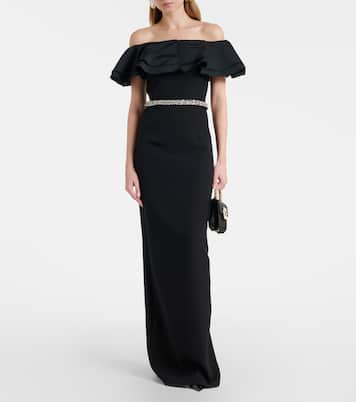 Ryan crystal-embellished ruffled crêpe gown | Safiyaa