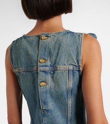Bow-detail denim midi dress | Ganni