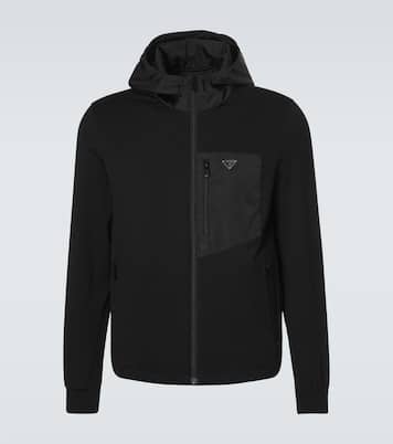 Sweat-shirt à capuche en coton mélangé et Re-Nylon  | Prada