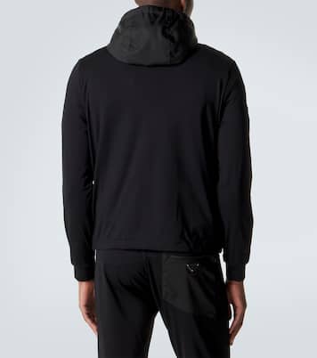 Sweat-shirt à capuche en coton mélangé et Re-Nylon  | Prada