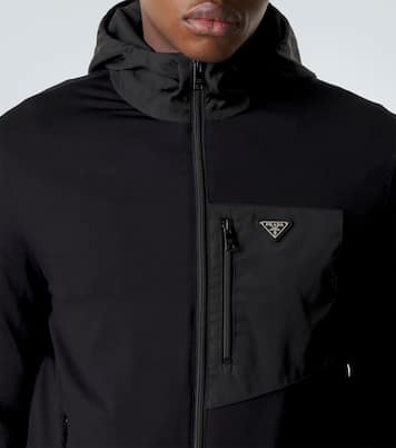 Sweat-shirt à capuche en coton mélangé et Re-Nylon  | Prada