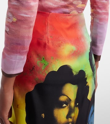 Bedruckter Midirock aus Seiden-Twill | Versace