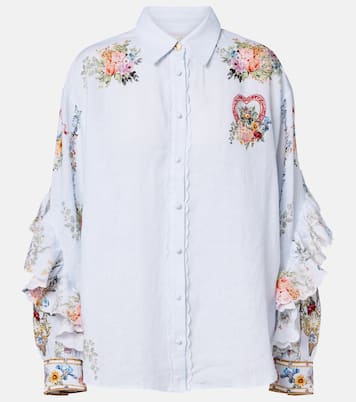 Floral ruffled linen shirt | Camilla