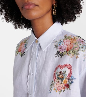 Floral ruffled linen shirt | Camilla