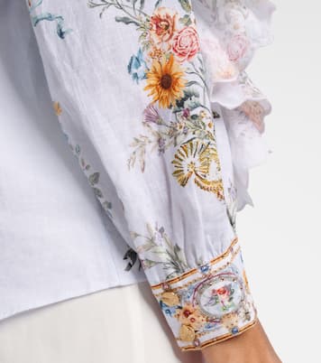 Floral ruffled linen shirt | Camilla