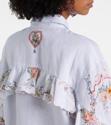 Floral ruffled linen shirt | Camilla