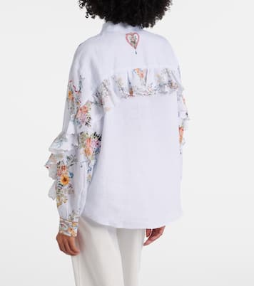 Floral ruffled linen shirt | Camilla