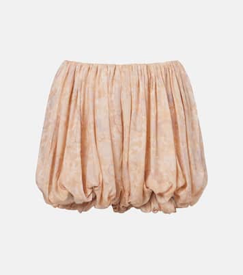 Floral pleated silk charmeuse shorts | Chloé